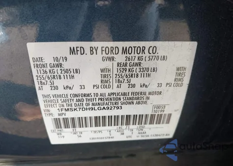 2020 Ford Explorer Xlt from USA, damaged, VIN 1FMSK7DH9LGA92793